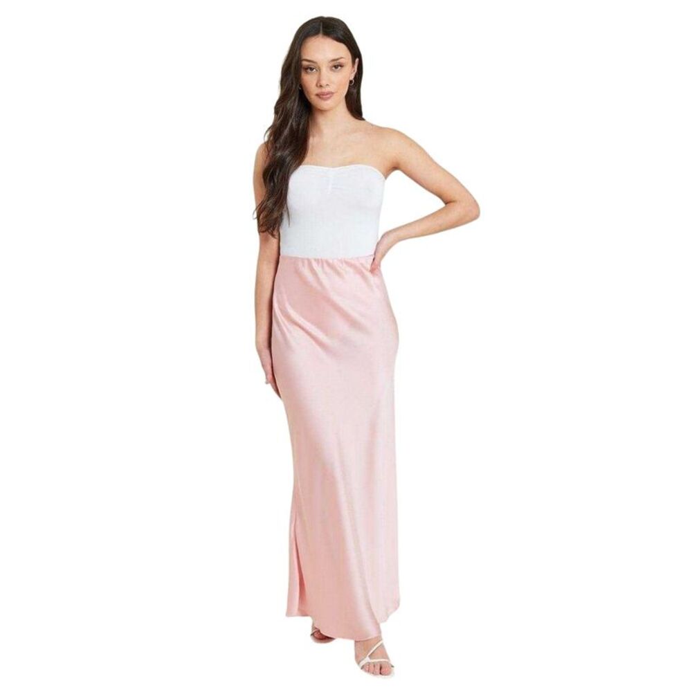 Be You Womens/Ladies Satin Midi Skirt / Hot Pink